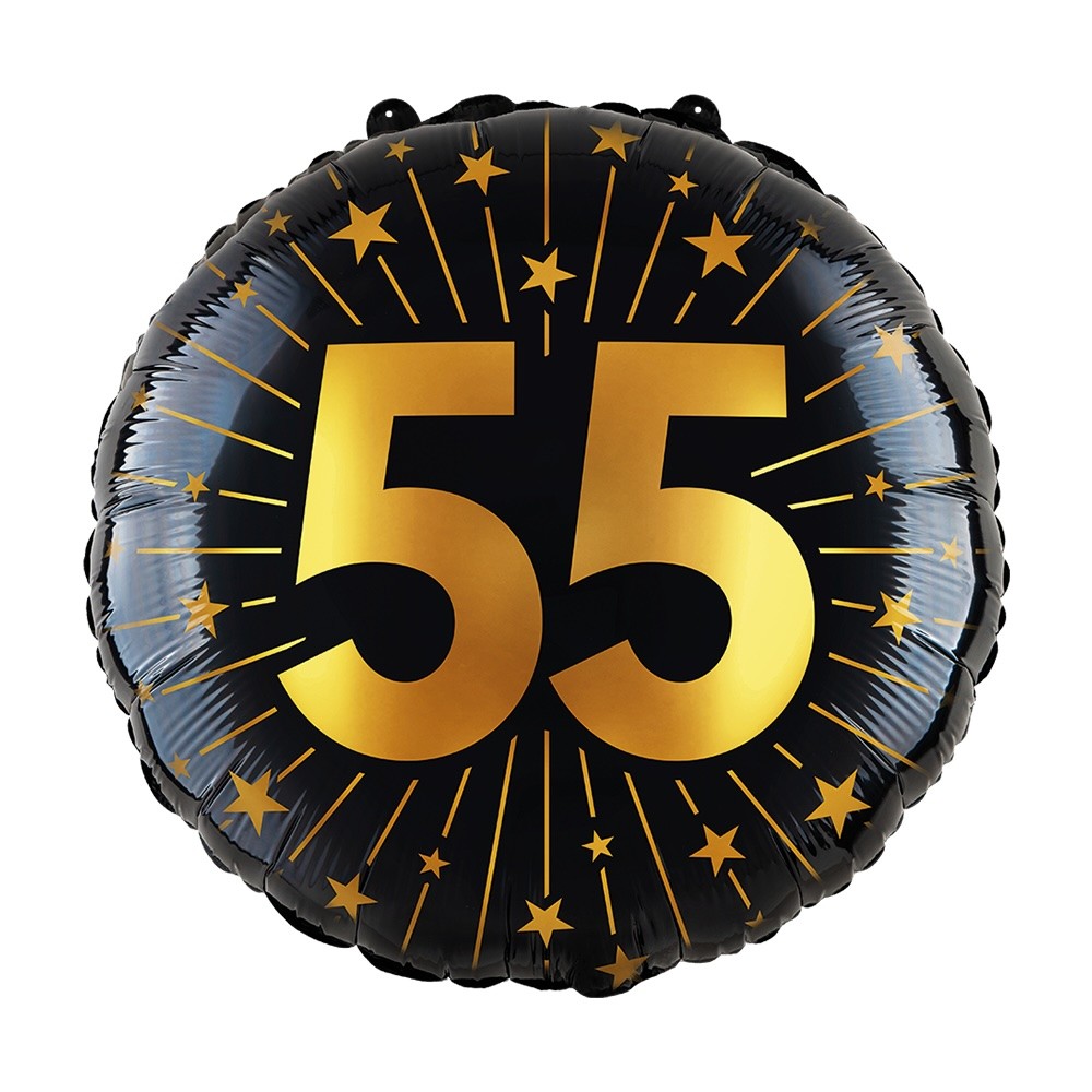 Folieballon 55 jaar Zwart Goud