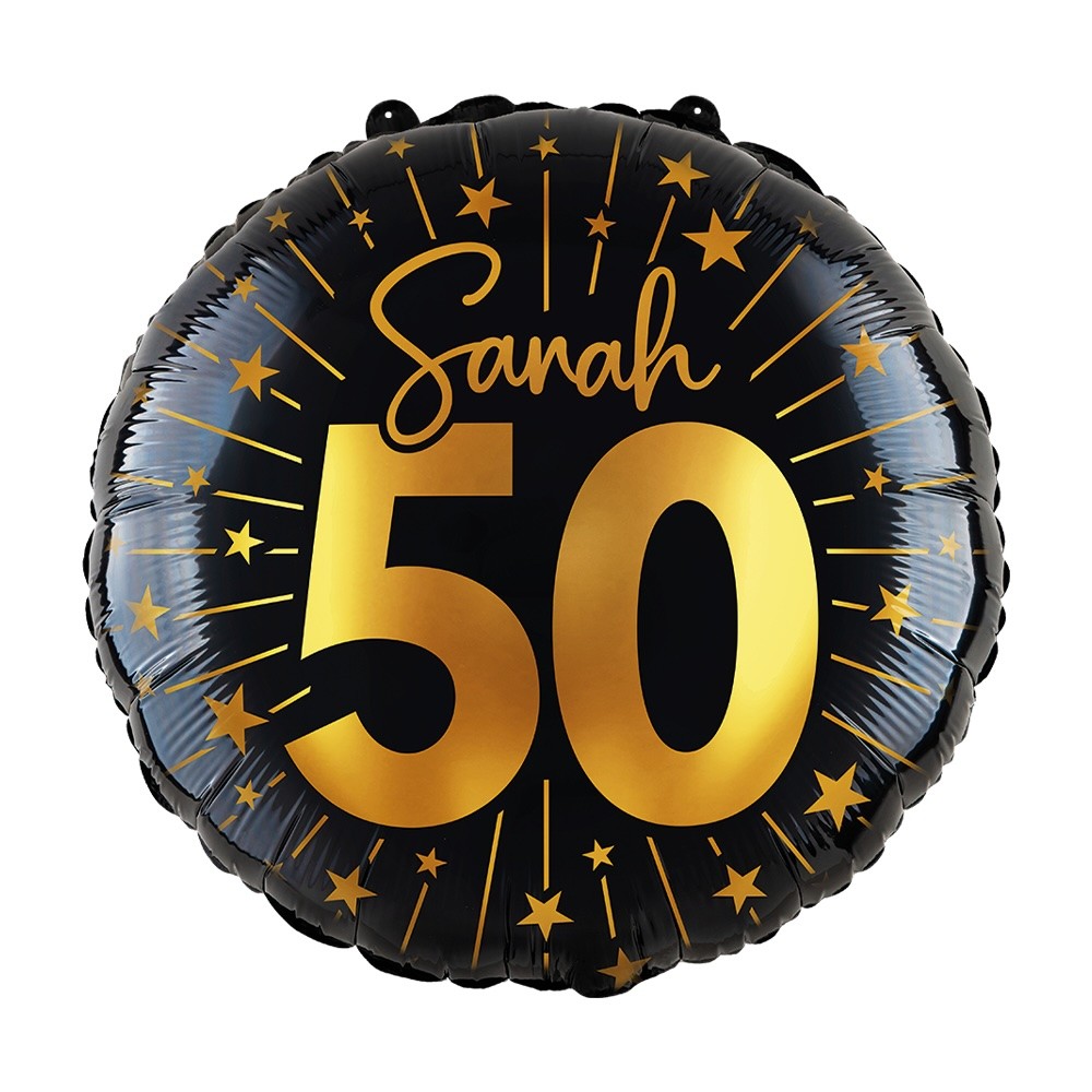 Folieballon Sarah 50 jaar Zwart Goud