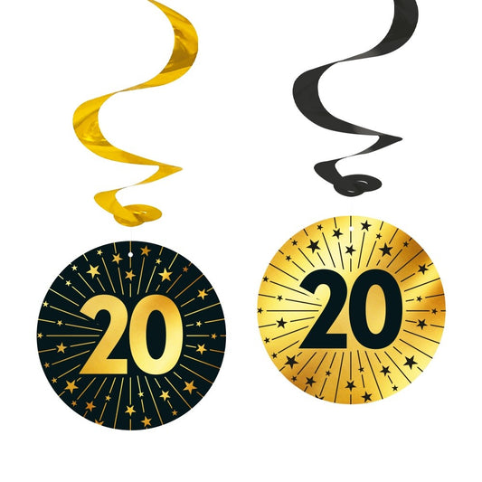 Swirl decoratie 20 jaar Zwart Goud