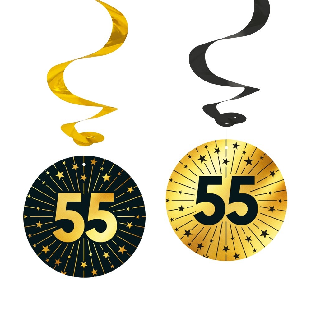 Swirl decoratie 55 jaar Zwart Goud