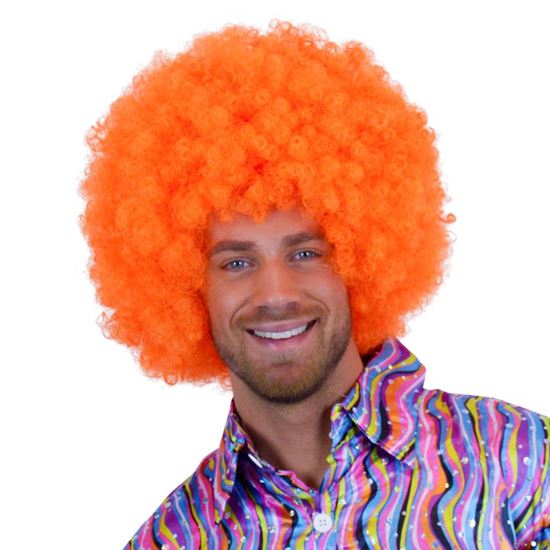 Pruik Afro oranje XL