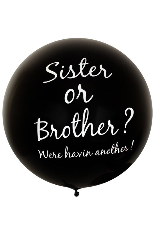 Ballon Sister or Brother zwart 90 cm.