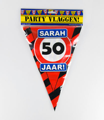 Vlaggenlijn Sarah 50 jaar Verkeersbord