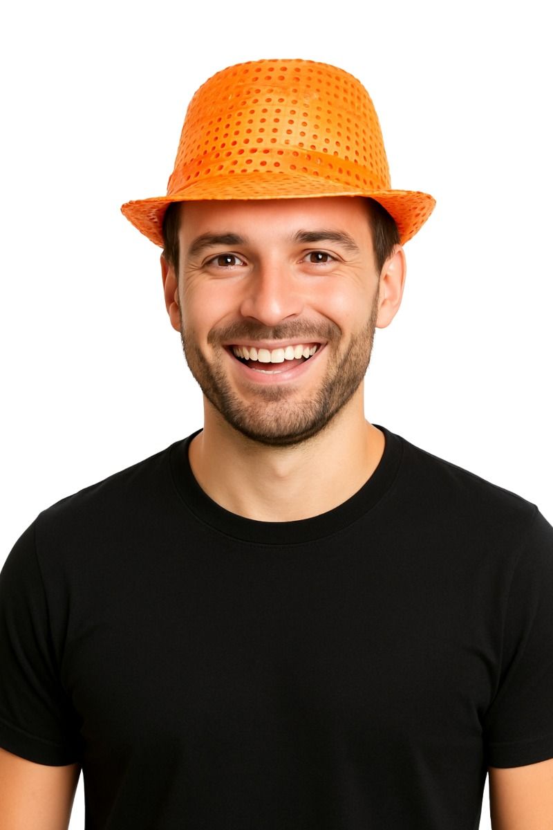 Hoed Oranje met pailletten