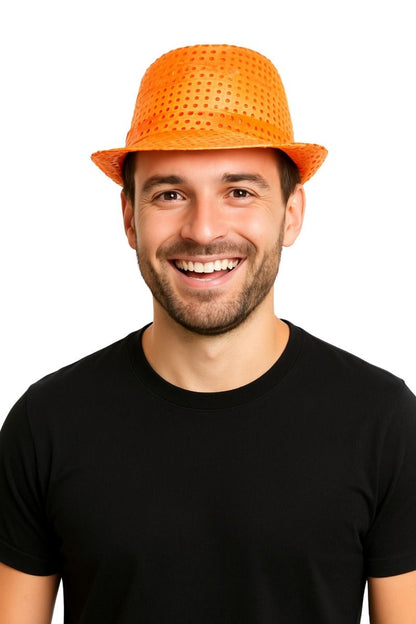 Hoed Oranje met pailletten