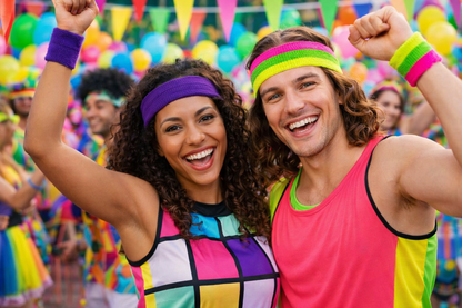 Hoofdband en polsbandjes neon Multi