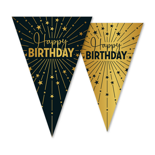 Vlaggenlijn Happy Birthday Zwart Goud