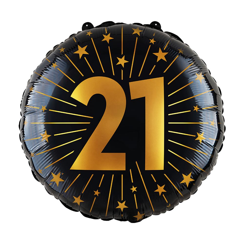 Folieballon 21 jaar Zwart Goud