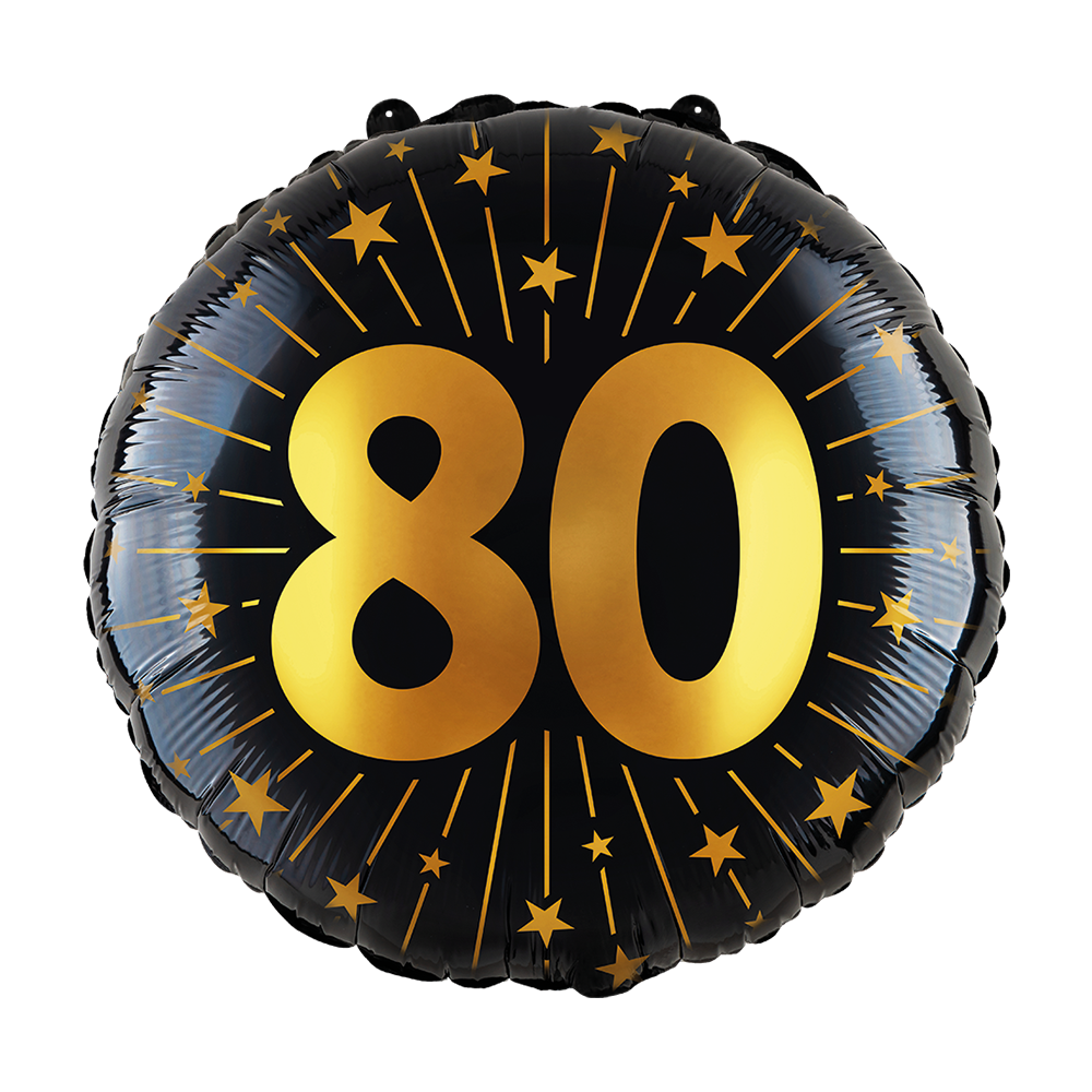 Folieballon 80 jaar Zwart Goud
