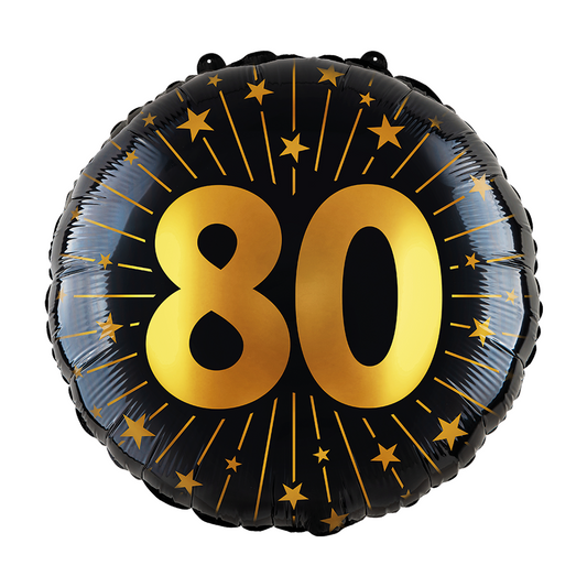 Folieballon 80 jaar Zwart Goud