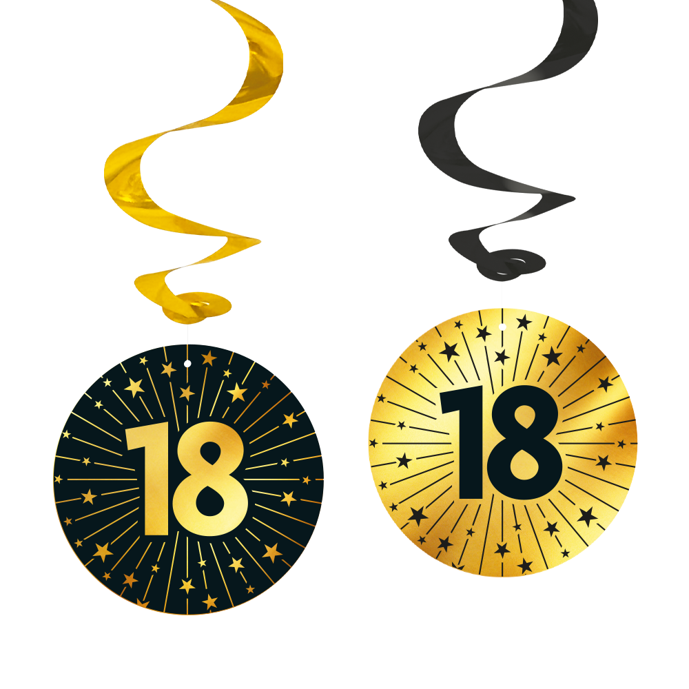 Swirl decoratie 18 jaar Zwart Goud