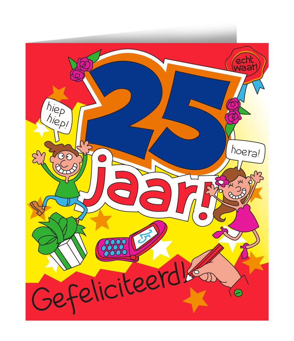 Wenskaart 25 jaar Cartoon