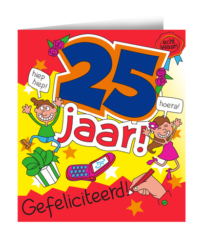 Wenskaart 25 jaar Cartoon