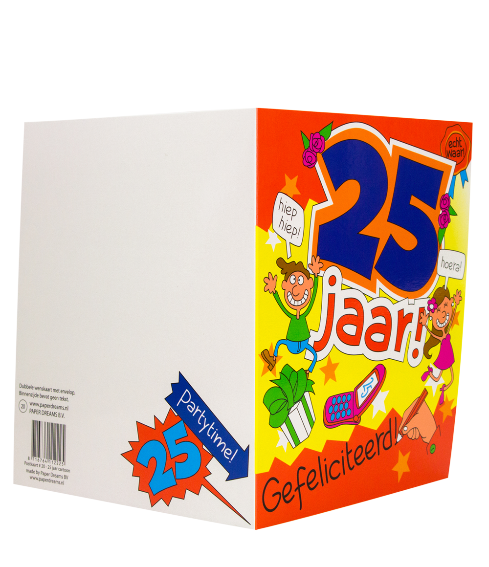 Wenskaart 25 jaar Cartoon