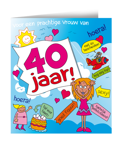 Wenskaart 40 jaar Vrouw Cartoon