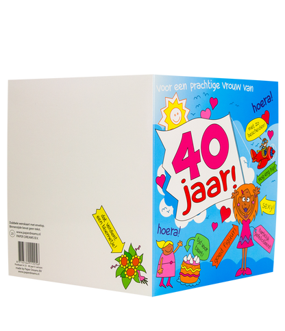 Wenskaart 40 jaar Vrouw Cartoon