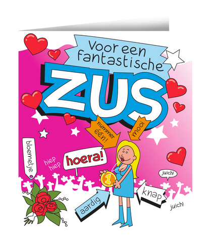 Wenskaart Zus Cartoon