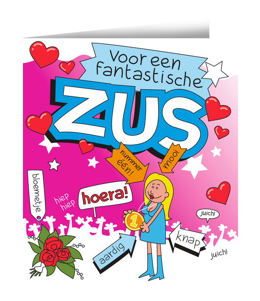 Wenskaart Zus Cartoon