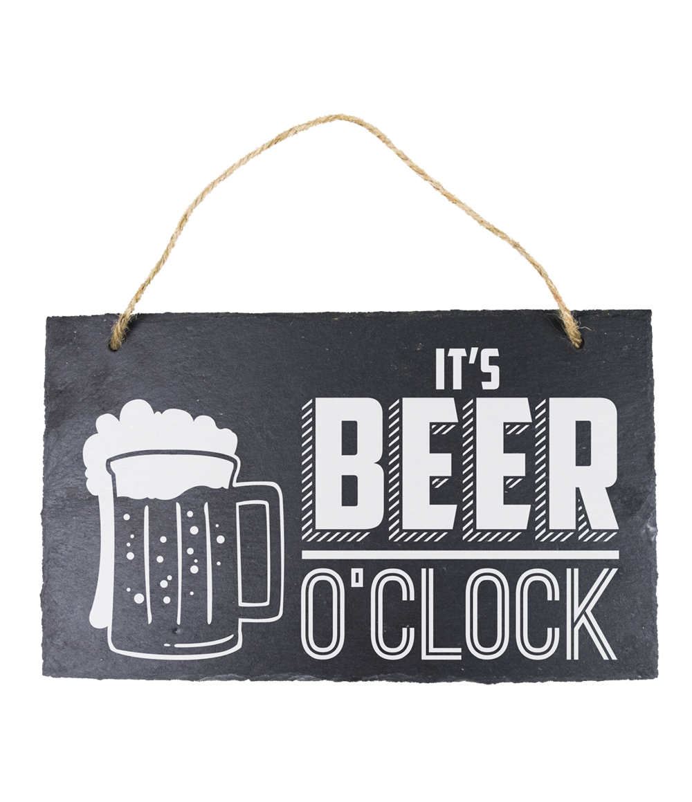 Leisteen bordje Beer o' Clock