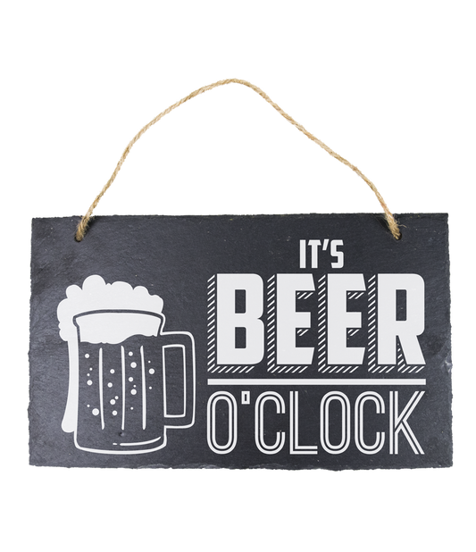 Leisteen bordje Beer o' Clock