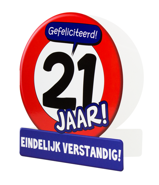 Wenskaart 21 jaar Verkeersbord