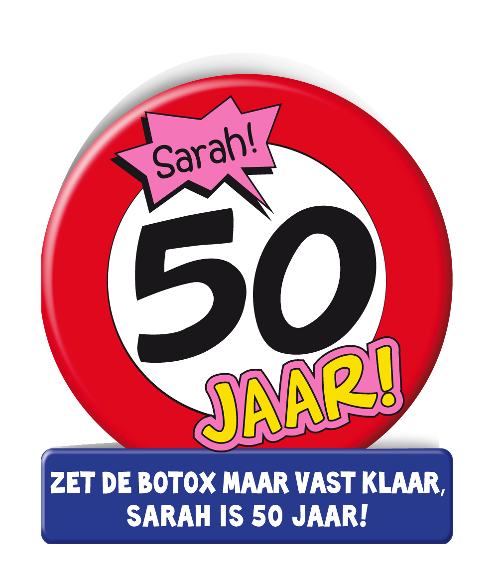 Wenskaart Sarah 50 Verkeersbord