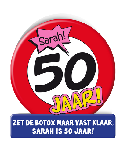 Wenskaart Sarah 50 Verkeersbord
