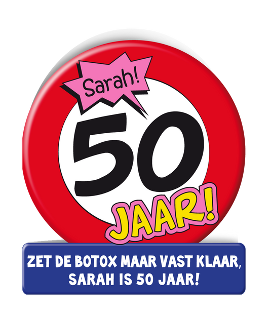 Wenskaart Sarah 50 Verkeersbord