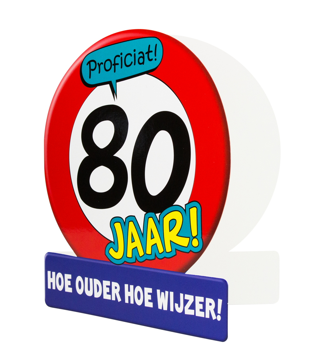 Wenskaart 80 jaar Verkeersbord