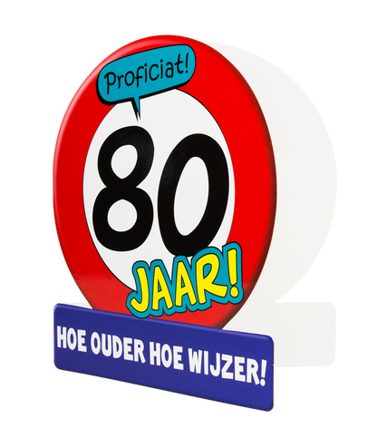 Wenskaart 80 jaar Verkeersbord