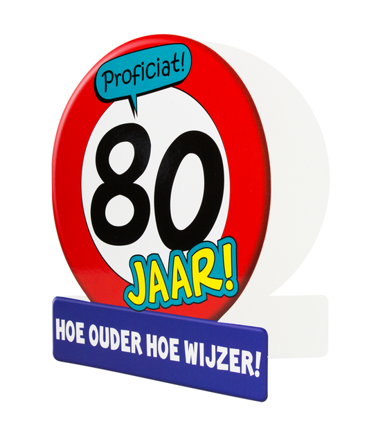 Wenskaart 80 jaar Verkeersbord