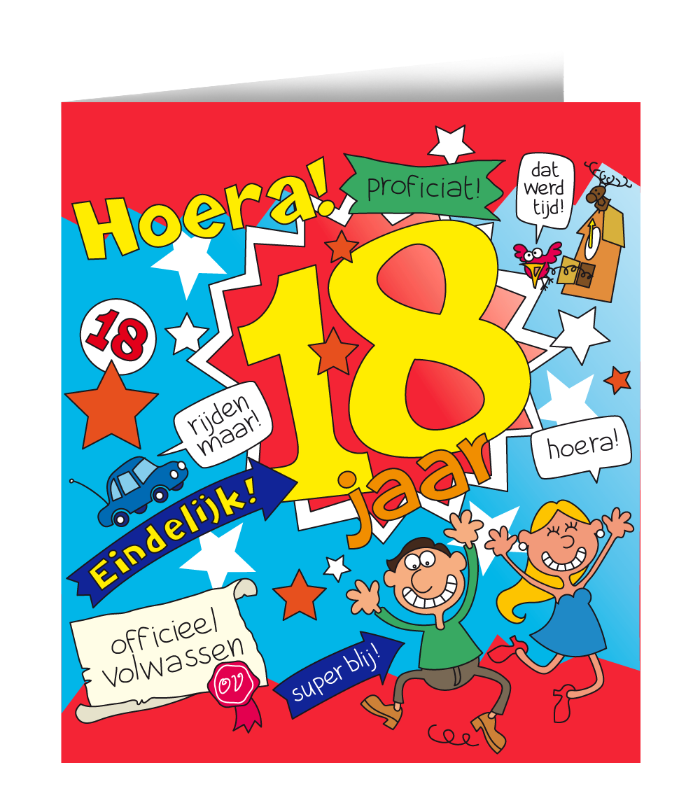 Wenskaart 18 jaar Cartoon