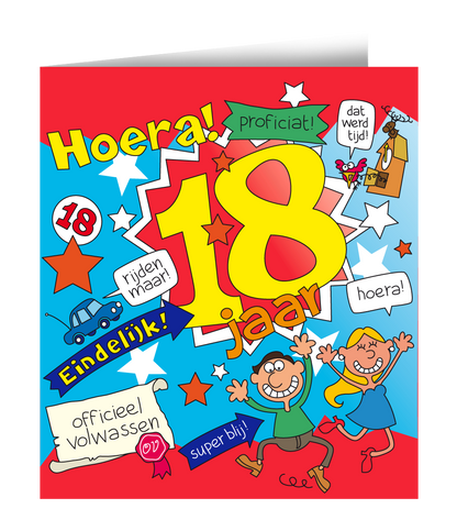 Wenskaart 18 jaar Cartoon