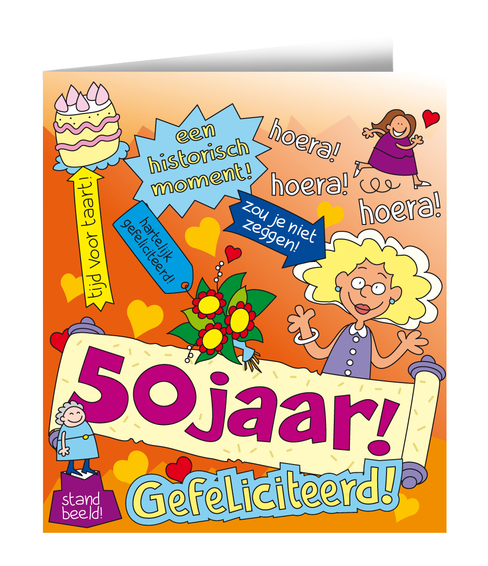 Wenskaart 50 jaar Vrouw cartoon