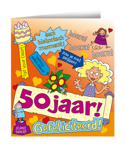 Wenskaart 50 jaar Vrouw cartoon