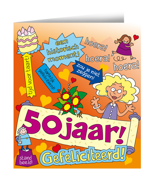 Wenskaart 50 jaar Vrouw cartoon