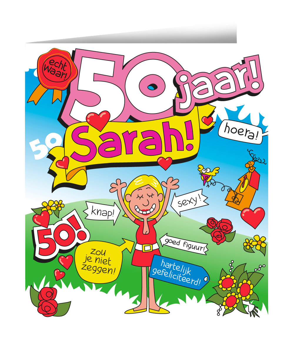Wenskaart Sarah 50 Cartoon
