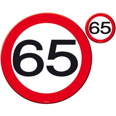 Verkeersbord 65 jaar Klein