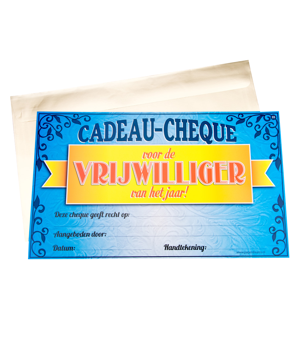 Cadeau Cheque Vrijwilliger