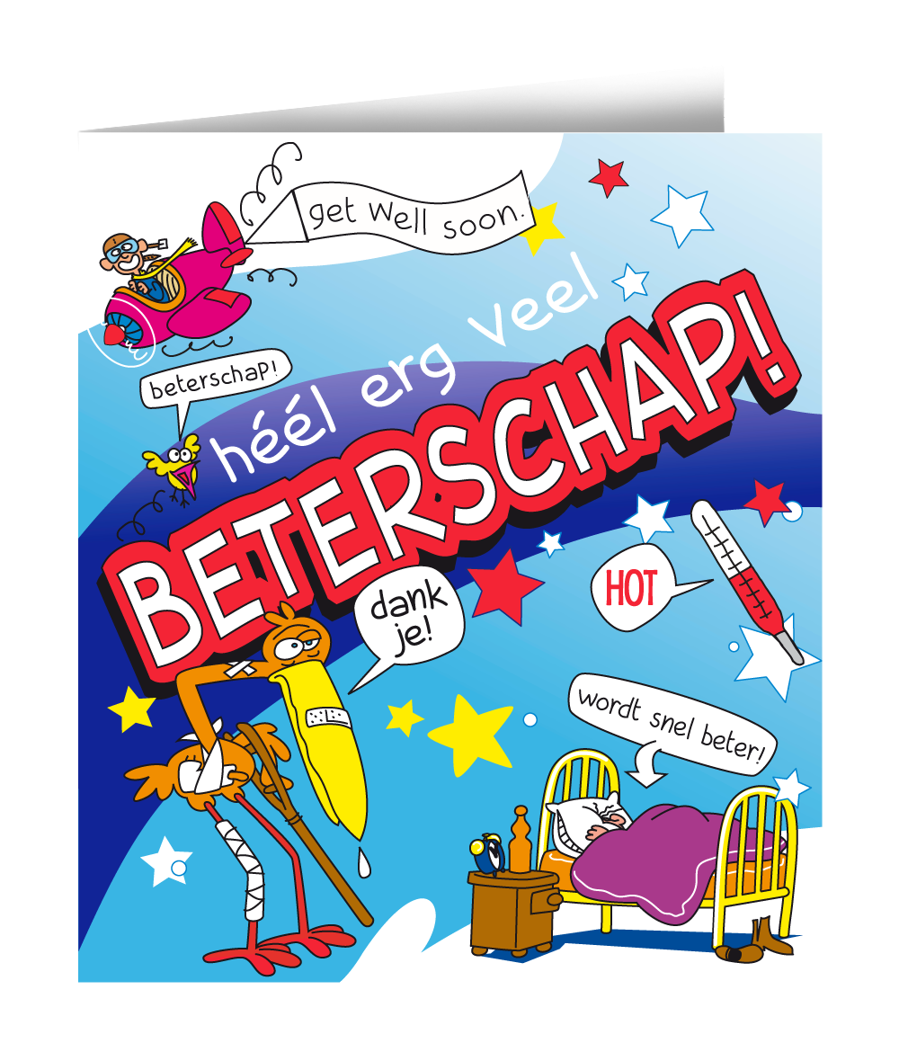 Wenskaart Beterschap Cartoon