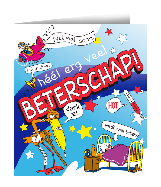 Wenskaart Beterschap Cartoon