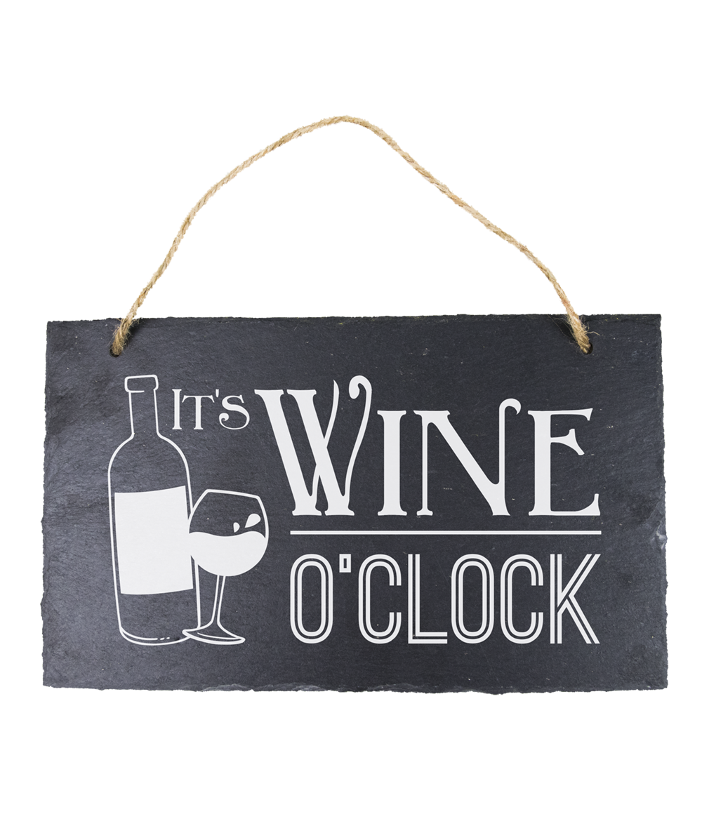 Leisteen bordje Wine o' Clock