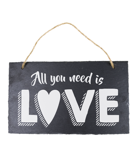 Leisteen bordje All you need is love