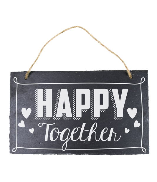 Leisteen bordje Happy together