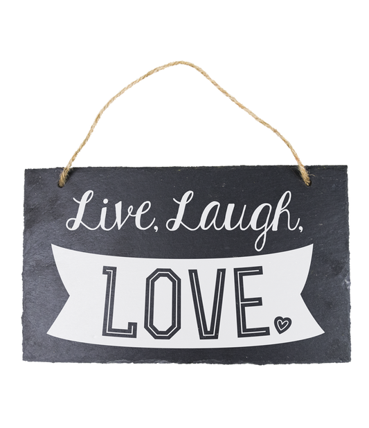 Leisteen bordje Live Laugh Love