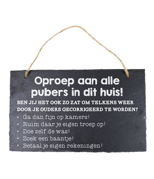 Leisteen bordje Pubers