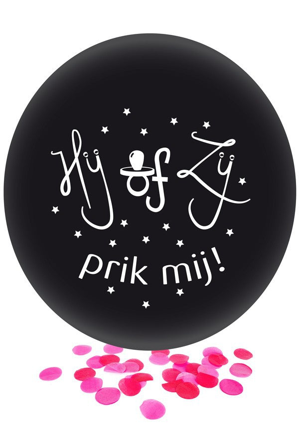 Ballon Hij of Zij roze