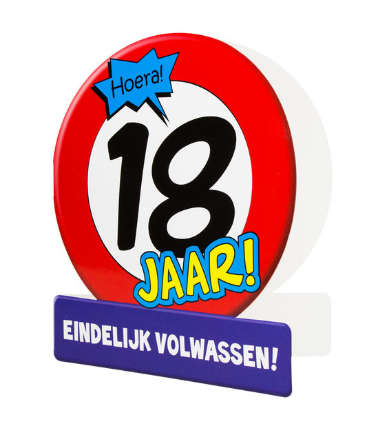 Wenskaart 18 jaar Verkeersbord