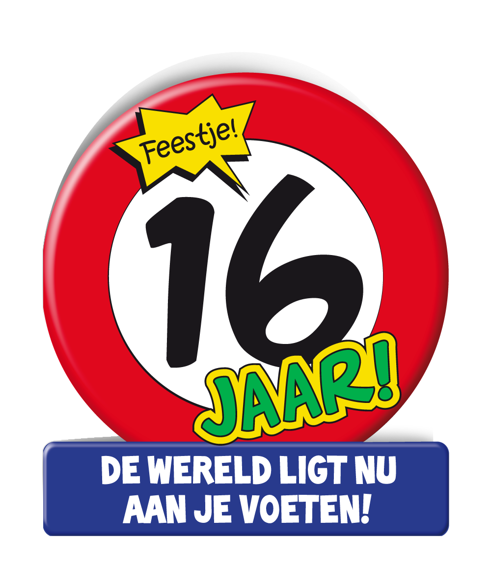 Wenskaart 16 jaar Verkeersbord