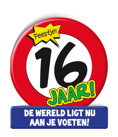 Wenskaart 16 jaar Verkeersbord